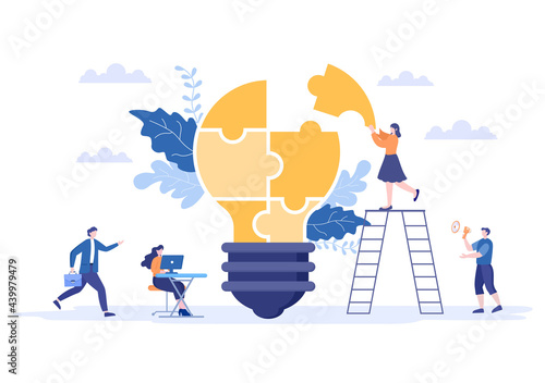 Business Vision And Target By Holding Binoculars Towards Career Success. Vector Illustration
