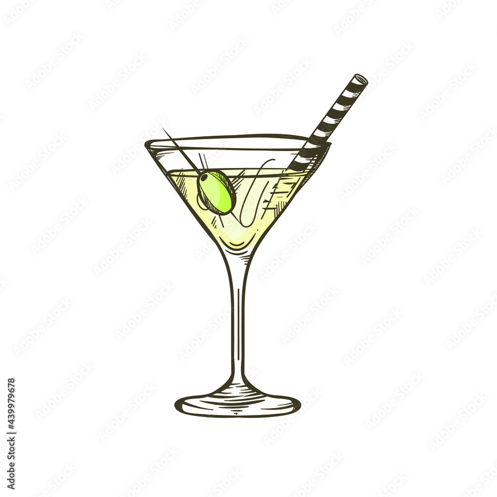 bright beautiful color hand drawn cocktail illustration isolated on white background bright beautiful color hand drawn cocktail illustration isolated on white background