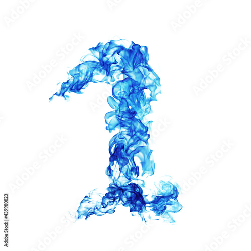 One form of blue flames isolated on white background.