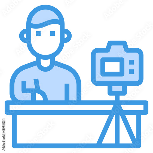 Streaming blue outline icon