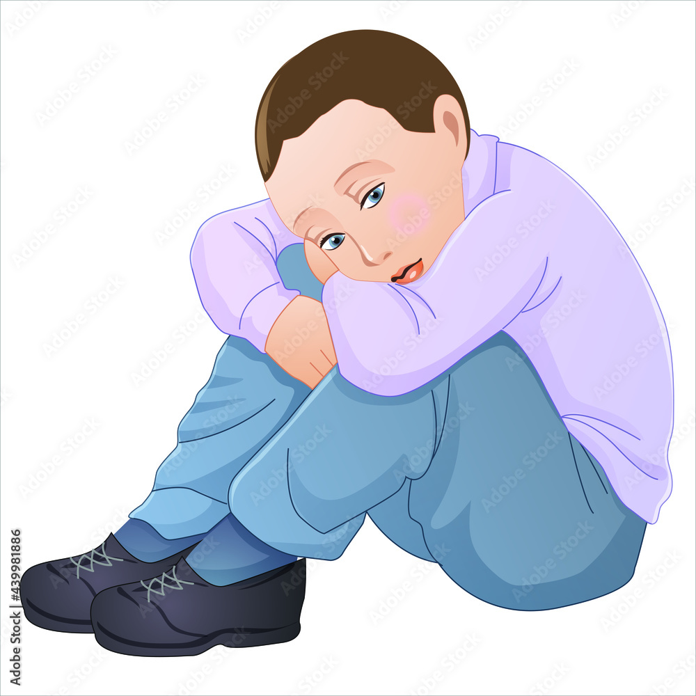 kid feeling lonely sad and isolated vector kid feeling lonely sad and isolated vector