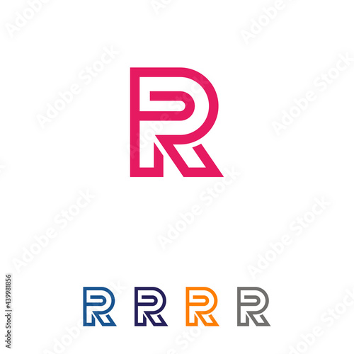Letter R logo design, Unique attractive creative modern connected technological PR RP P R initial based letter icon logo.