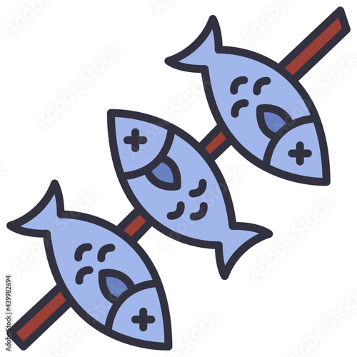 Fish skewer icon