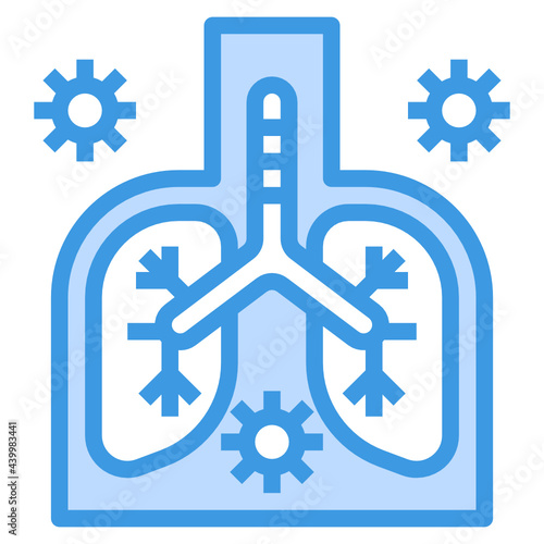 Lung blue outline icon