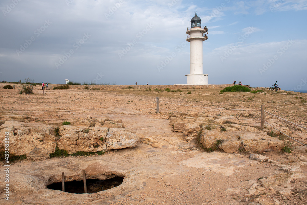 Obraz premium Cap de Barberia lighthouse on the Island of Formentera in Spain