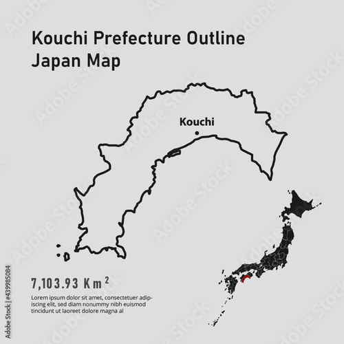 Kouchi Prefecture Outline of Japan Map
