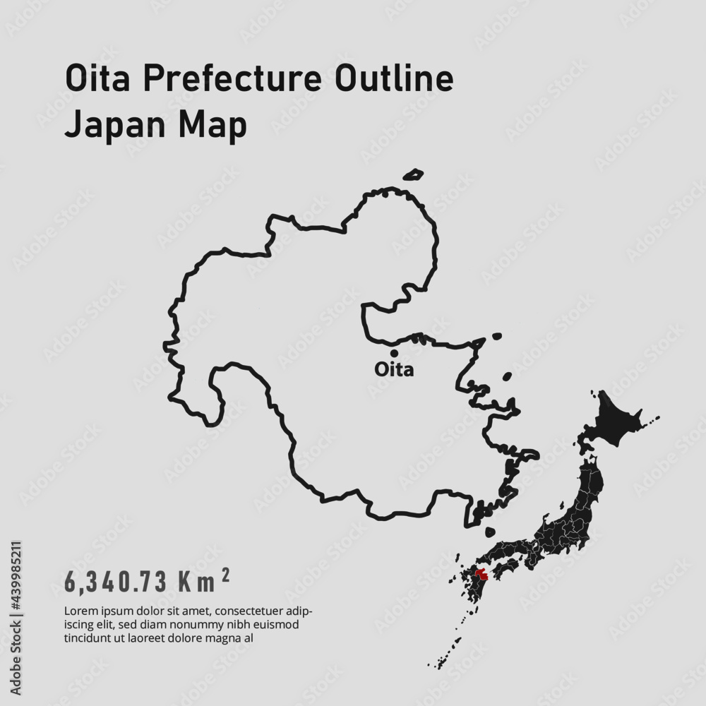 Oita Prefecture Outline of Japan Map