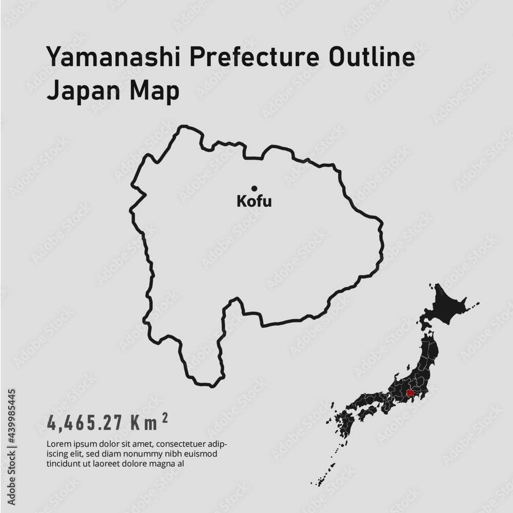 Yamanashi Prefecture Outline of Japan Map Yamanashi Prefecture Outline of Japan Map