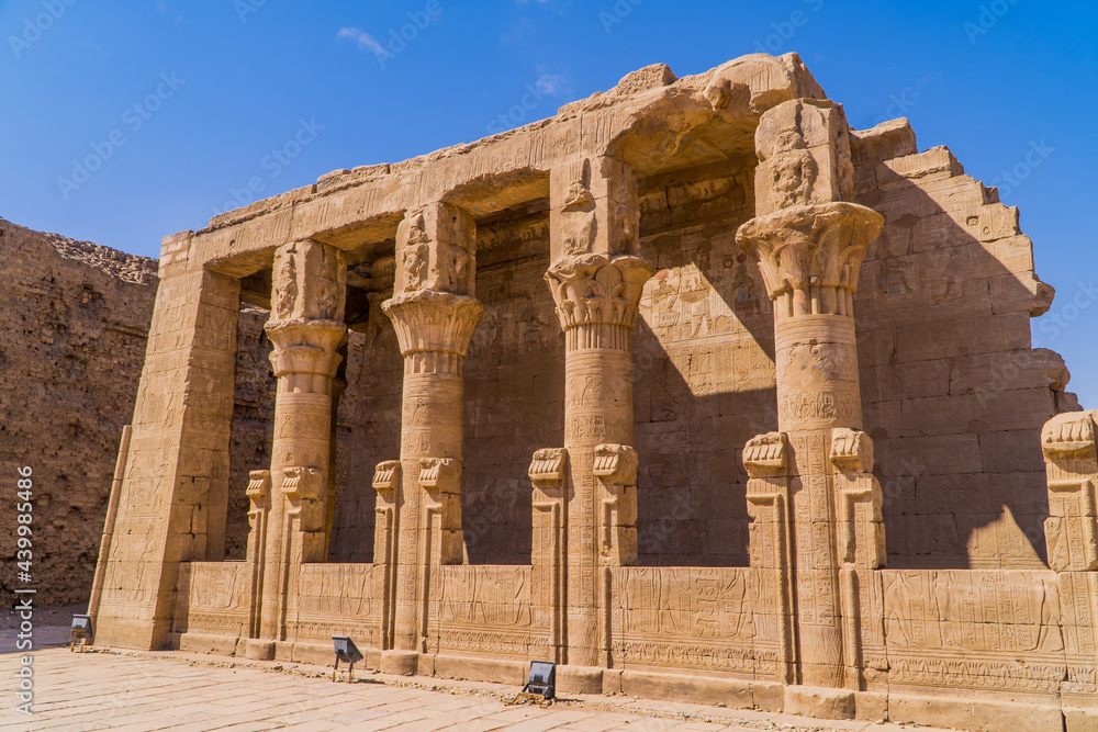 Columns in the Temple of Edfu (Horus Temple) in Edfu, Egypt