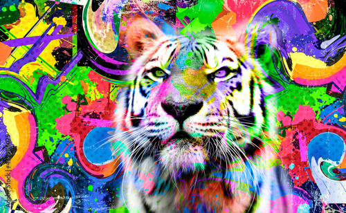 Tiger head with creative ab...