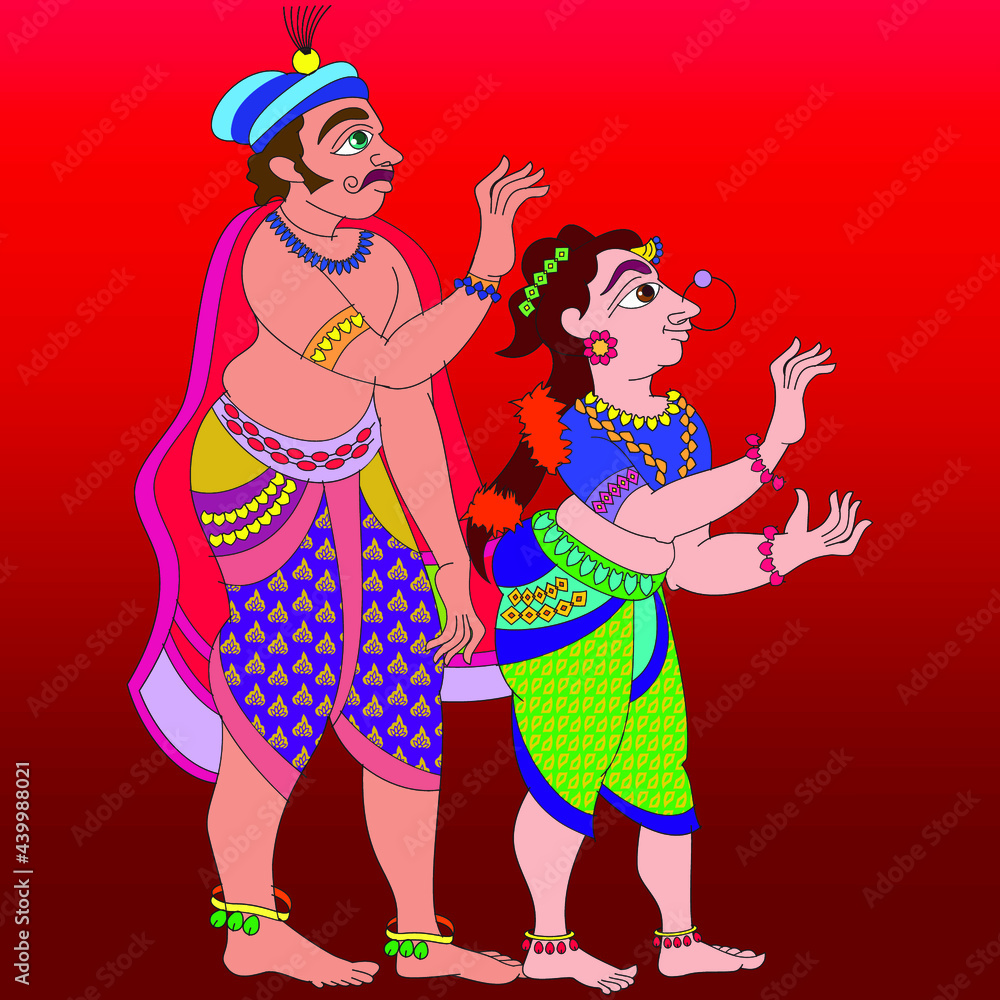 Carrying water for the marriage ceremony, drawn in Indian folk art, Kalamkari style. for textile printing, logo, wallpaper Carrying water for the marriage ceremony, drawn in Indian folk art, Kalamkari style. for textile printing, logo, wallpaper