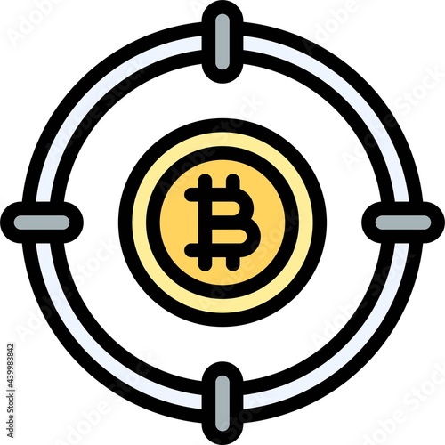 Bitcoin with target icon, Cryptocurrency related vector