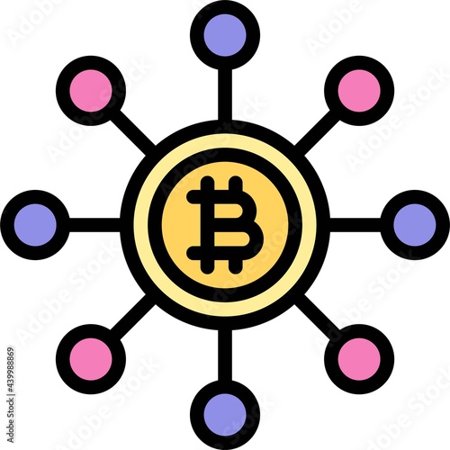 Bitcoin decentralization icon, Cryptocurrency related vector