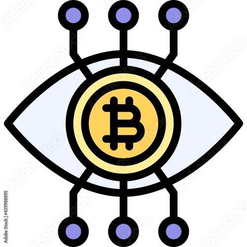 Bitcoin obsession icon, Cryptocurrency related vector