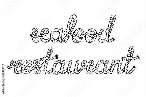 Seafood restaurant, lettering with sea boat rope