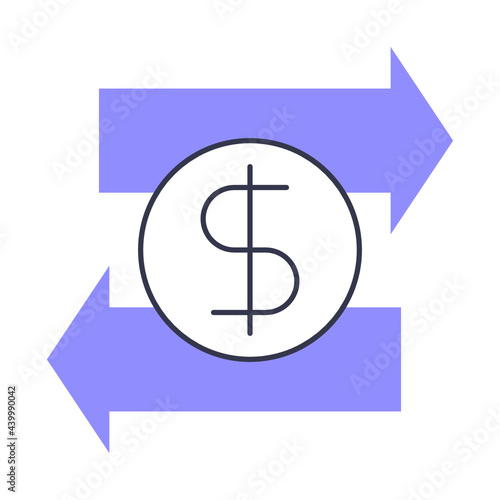 Colored line money transfer icon