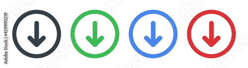 Arrow down icon. Downward direction vector symbol. Directional sign for navigation.