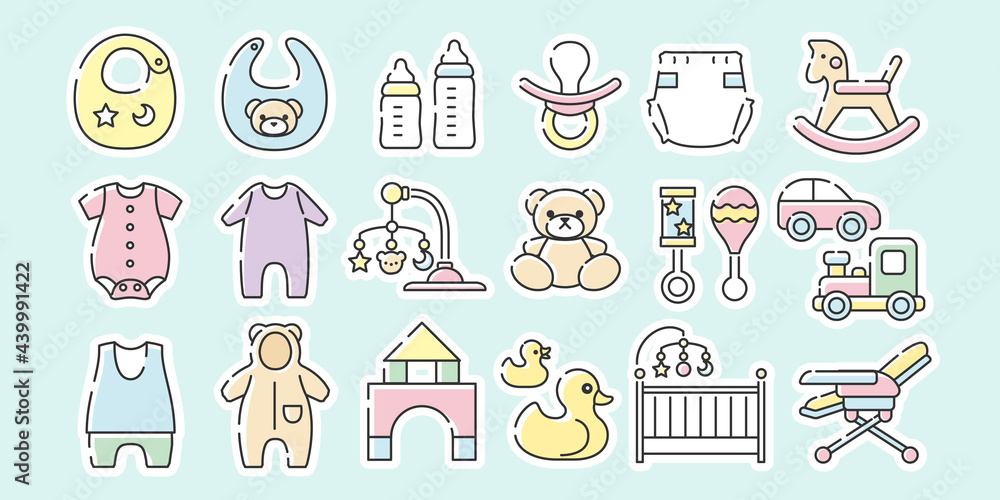 Icon set for babies and toddlers Icon set for babies and toddlers