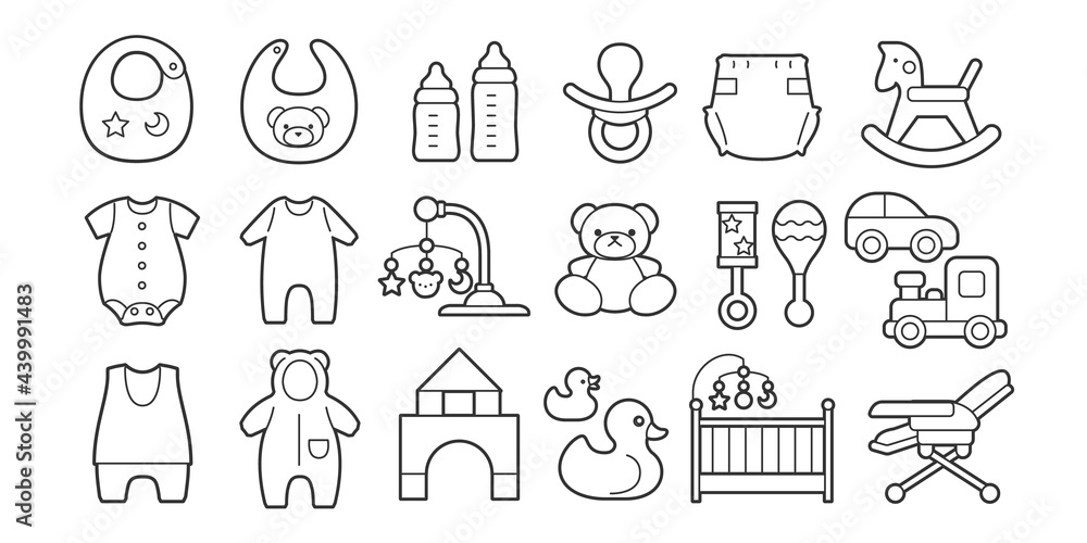 Icon set for babies and toddlers Icon set for babies and toddlers