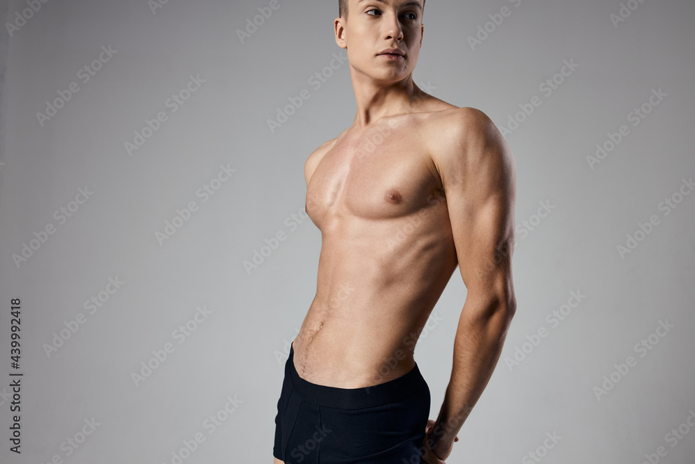 man with a pumped-up torso arm muscles cropped view Copy Space man with a pumped-up torso arm muscles cropped view Copy Space