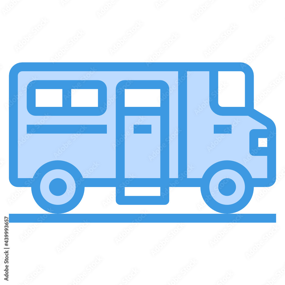 Bus blue outline icon