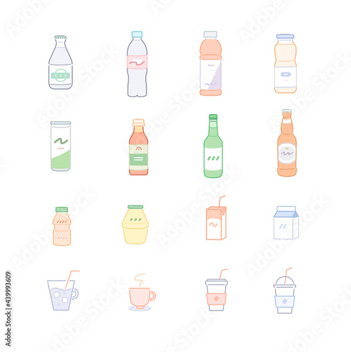 different types of drinks. hand drawn style vector design illustrations. 