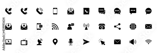 Communication sign icon set for web