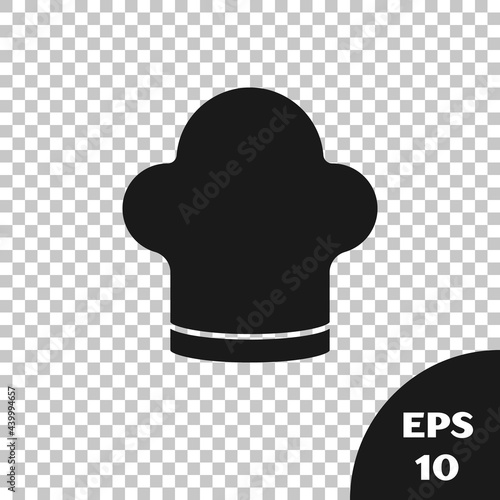 Black Chef hat icon isolated on transparent background. Cooking symbol. Cooks hat. Vector