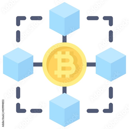 Blockchain icon, Cryptocurrency related vector