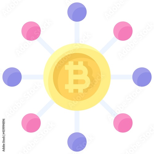 Bitcoin decentralization icon, Cryptocurrency related vector