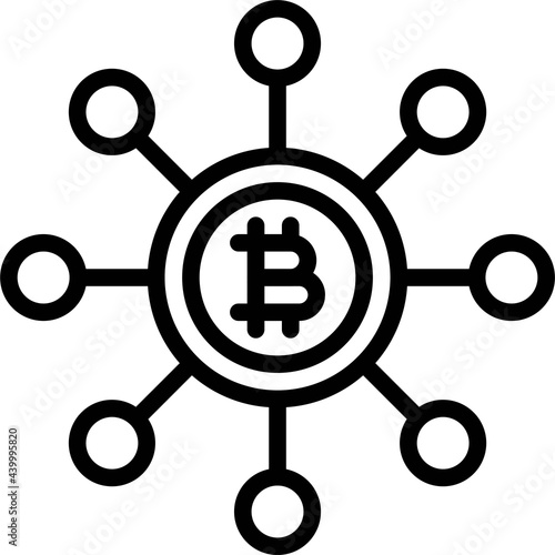 Bitcoin decentralization icon, Cryptocurrency related vector