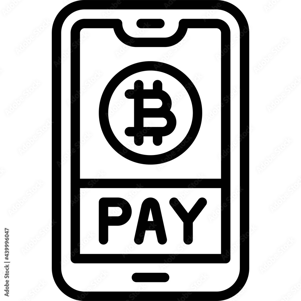 Mobile payment icon, Cryptocurrency related vector