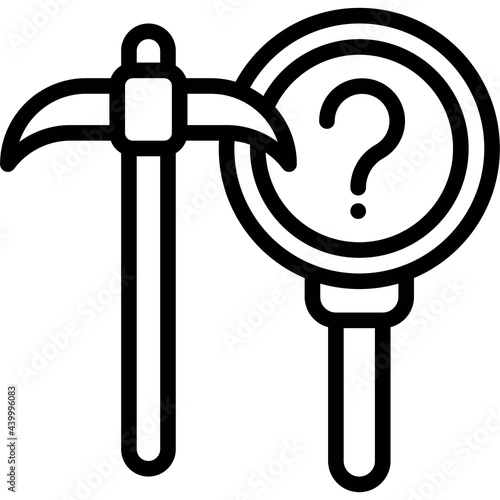 Pickaxe and Magnify glass icon, Cryptocurrency related vector