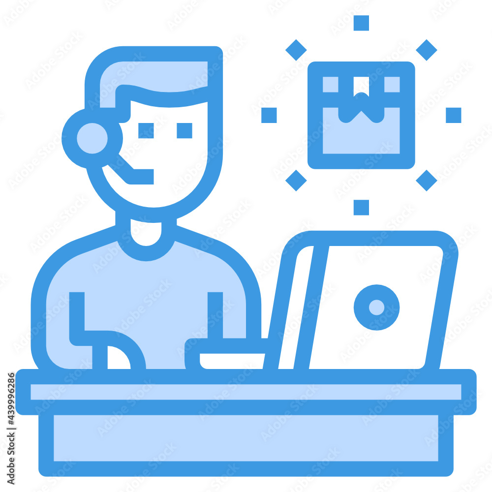 Call Center blue outline icon Call Center blue outline icon