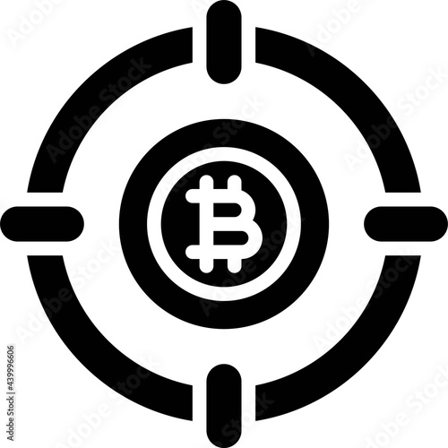 Bitcoin with target icon, Cryptocurrency related vector