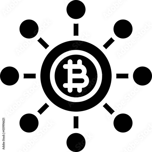 Bitcoin decentralization icon, Cryptocurrency related vector