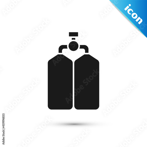 Grey Aqualung icon isolated on white background. Oxygen tank for diver. Diving equipment. Extreme sport. Diving underwater equipment. Vector