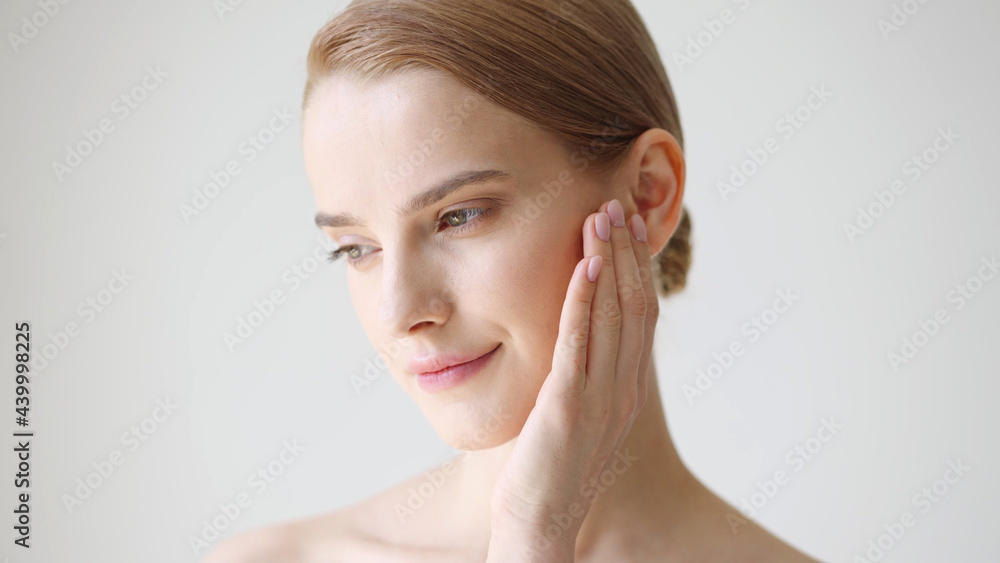 Beautiful woman healthy skin natural make up close up face beauty blonde short hair Beautiful woman healthy skin natural make up close up face beauty blonde short hair