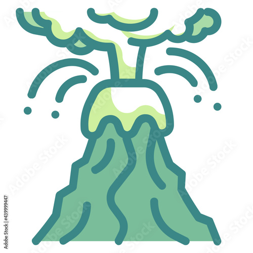 volcano blue line icon
