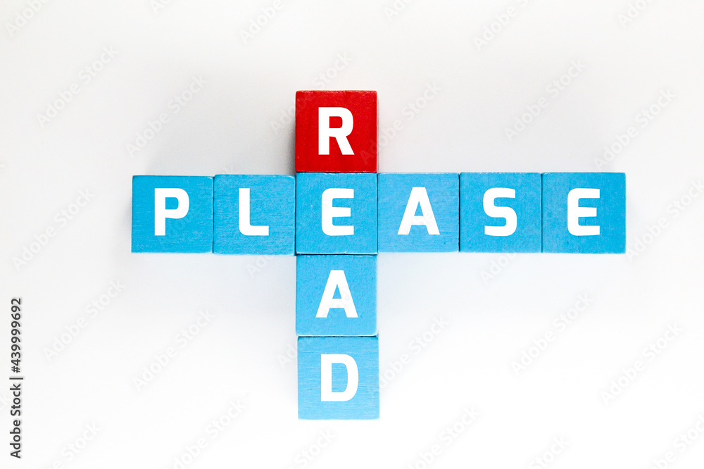 blue and red cubes with the words read please blue and red cubes with the words read please
