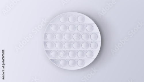 New popular sensory anti-stress toy - Pop it. White toy isolated on a white background. Realistic vector 3D illustration