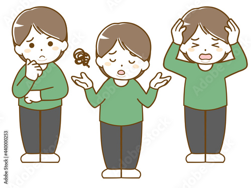 太った男性の困った表情