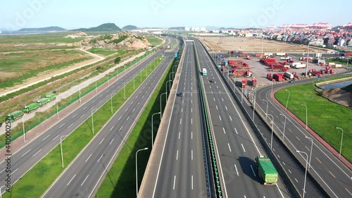 Scenery of Yangshan deep water port in Zhoushan City, Zhejiang Province, China photo