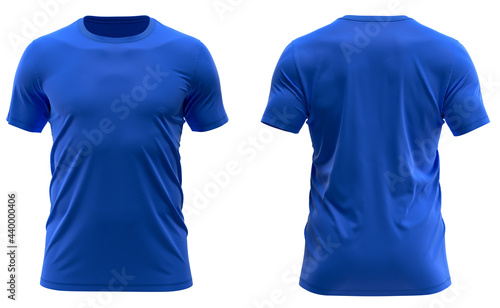 3D Muscle round neck blue t-shirt