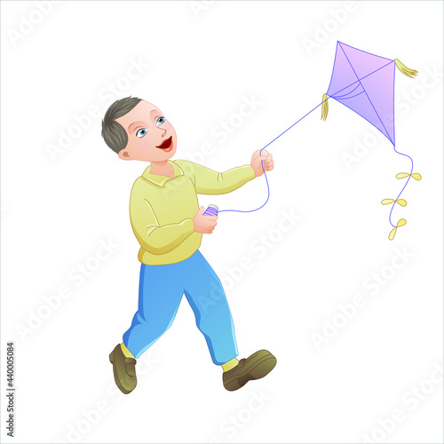 child playing kite vector art
