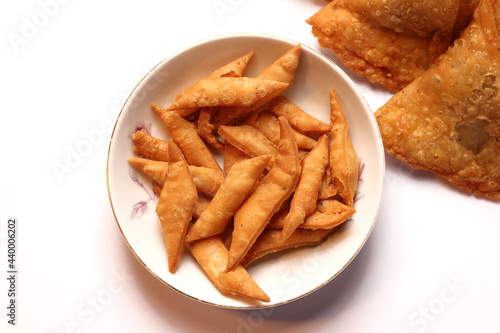 Salty Namak Para is an Indian, Pakistani and Bangladeshi Snack Bakery Food, Which is Crispy and Flaky. photo