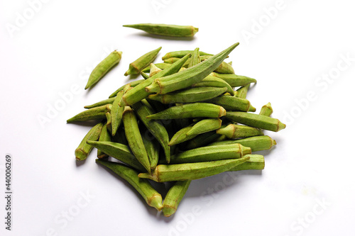 Isolated Okra, Lady's Finger or Bhindi on a white background.