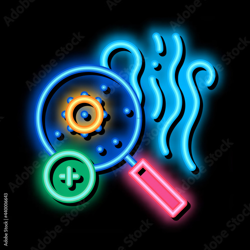 odor smell microbe research neon light sign vector. Glowing bright icon odor smell microbe research sign. transparent symbol illustration