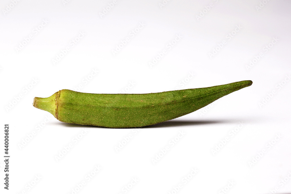 Isolated Okra, Lady's Finger, Bhindi and Bamies on a white background. Isolated Okra, Lady's Finger, Bhindi and Bamies on a white background.