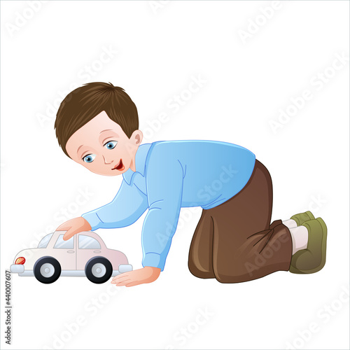 child playing car toy vector art